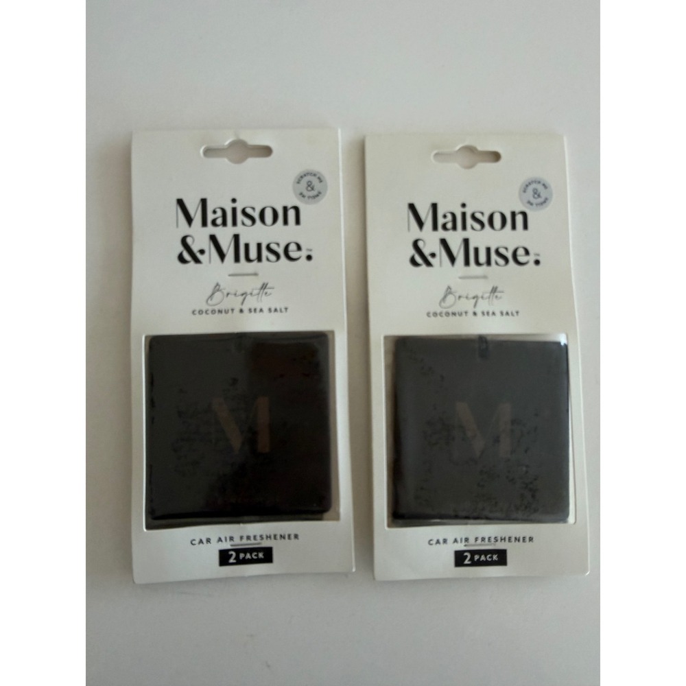 Maison & Muse Car Air Freshener Unisex 2 Pack Brigitte Coconut Sea Salt NEW